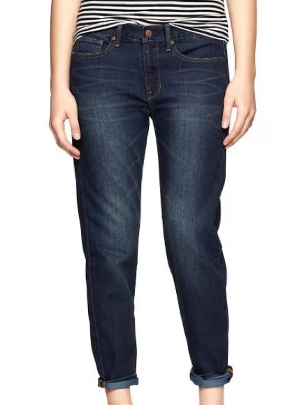 Gap 1969 Women Size 28R Dark Wash Denim Cotton Low Rise Sexy Boyfriend Jeans